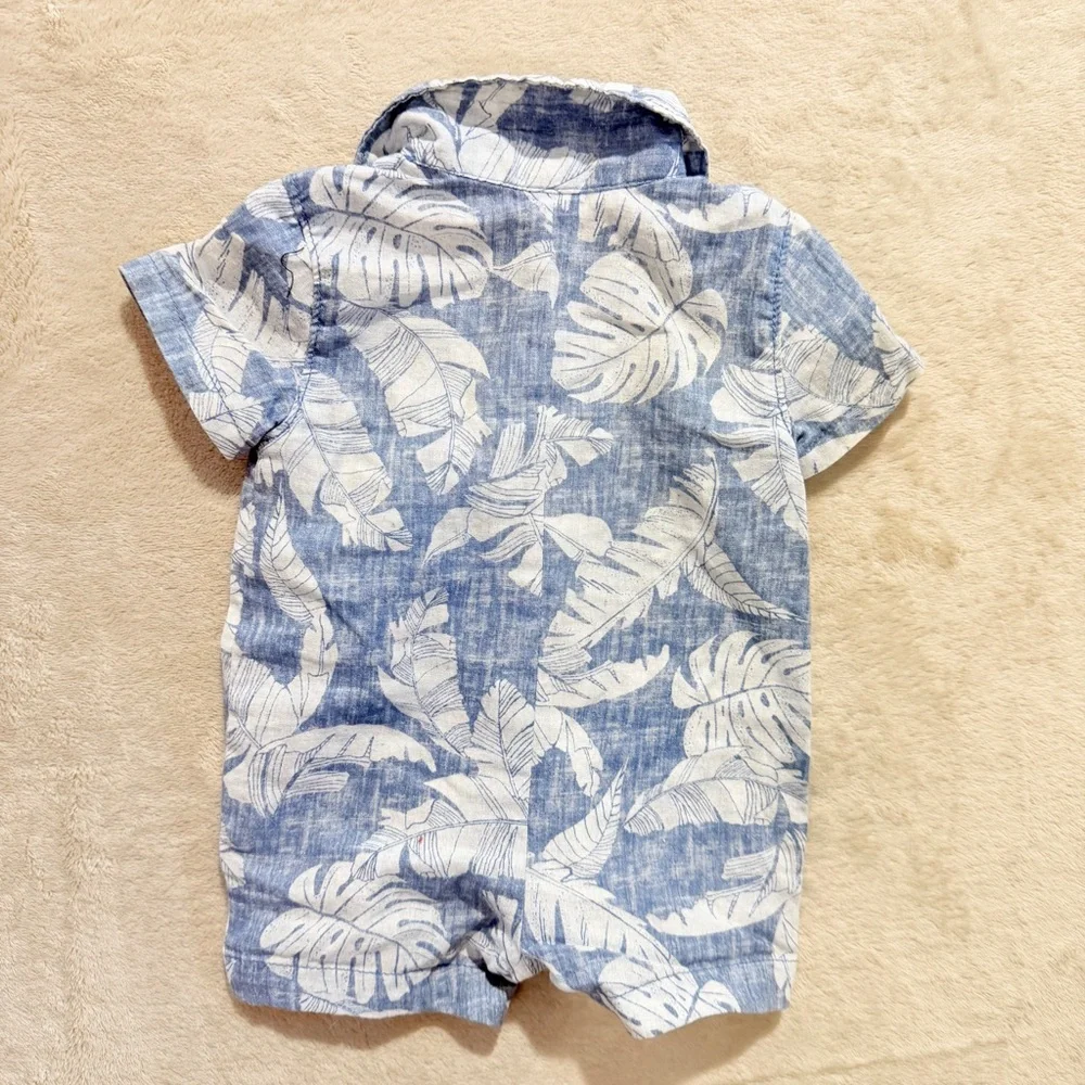 Old Navy Unisex‎ Printed Linen-Blend One-Piece Summer Romper for Baby 0-3 months